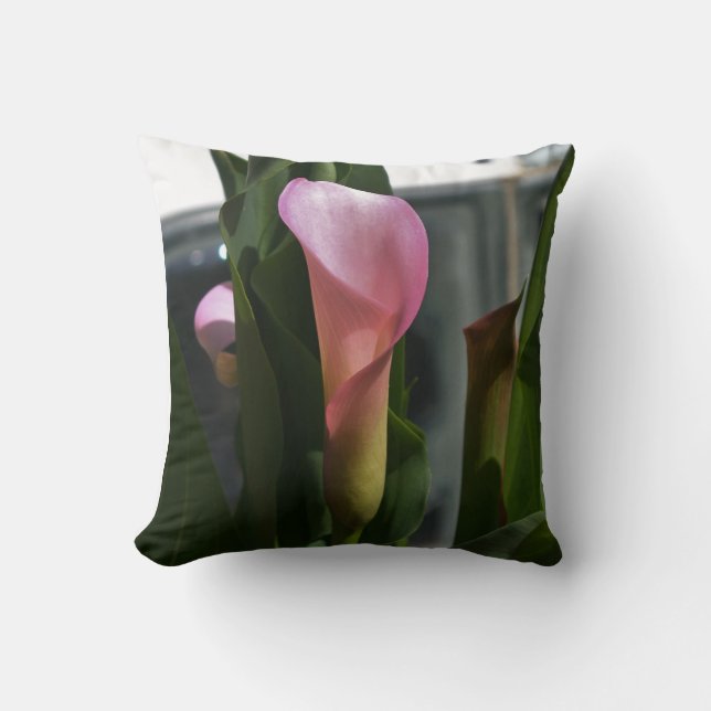 Pink Calla Lily (single side printed) Throw Pillow (Front)