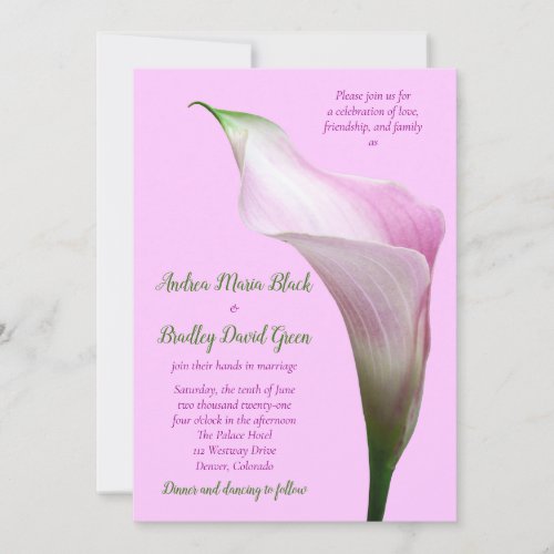 Pink Calla Lily Wedding Invitation