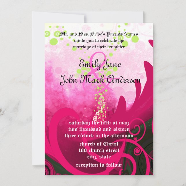 Pink Calla Lily Wedding Invitation (Front)