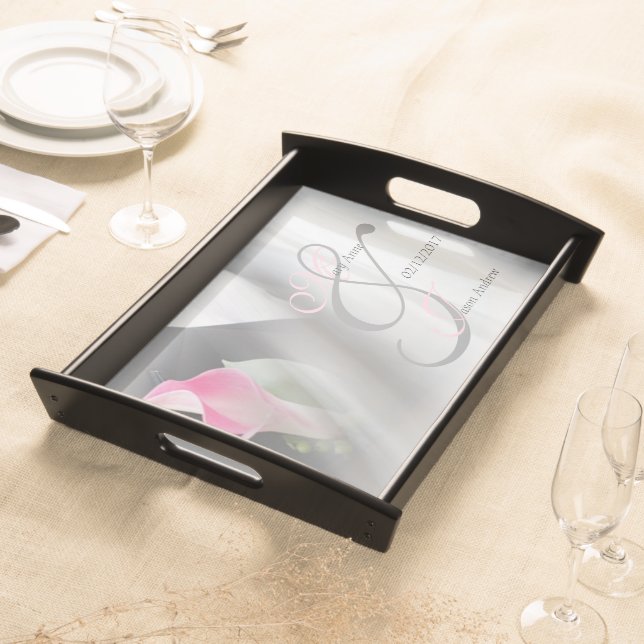 Pink Calla Lily Wedding Serving Tray (Front)
