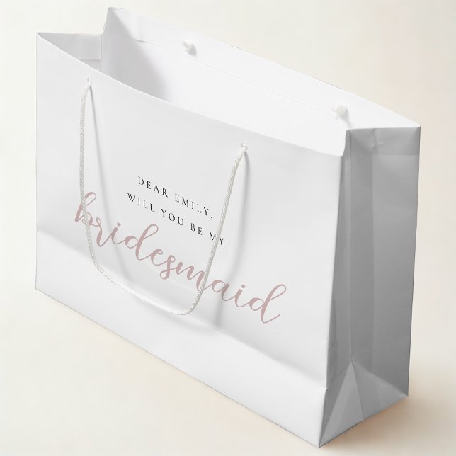 Pink Calligraphy Bridesmaid Proposal Gift Bag (Creator Uploaded)