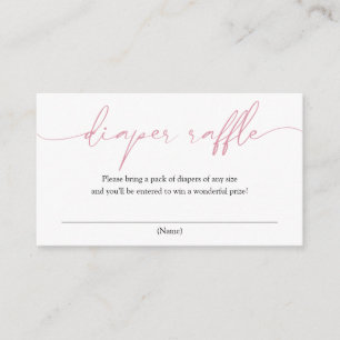 Pink Calligraphy Diaper Raffle Enclosure Card