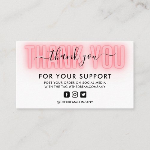 Pink Calligraphy Neon Thank You Media Insert