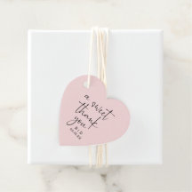 Pink Calligraphy Thank You Wedding Favor Tags