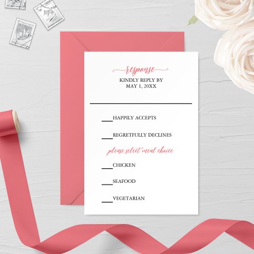 Pink Calligraphy Wedding RSVP Card