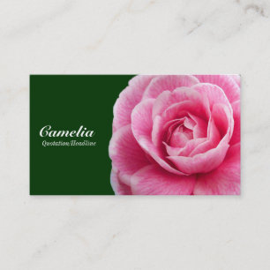 Pink Camelia II - Dark Green 003300 Business Card