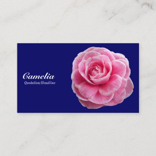 Customizable Pink Camelia - Navy Blue 000066 Business Card Templates
