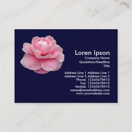 Customizable Pink Camelia - Navy Blue Business Cards