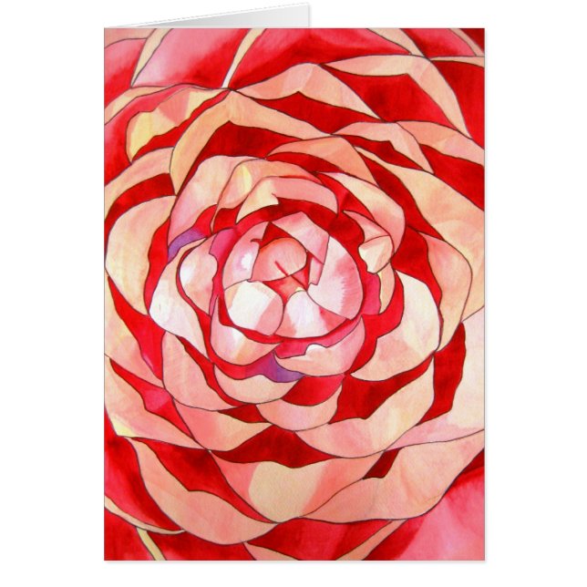 Pink Camellia abstract original art painting (Front)