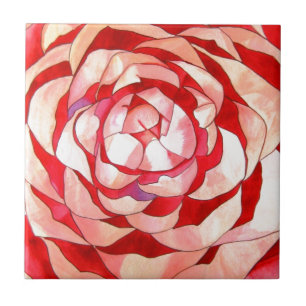 Pink Camellia abstract original art painting Ceramic Tile