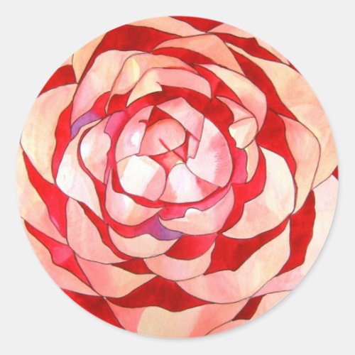 Pink Camellia abstract original art painting Classic Round Sticker