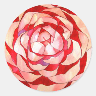 Pink Camellia abstract original art painting Classic Round Sticker