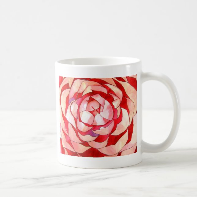 Pink Camellia abstract original art painting Coffee Mug (Right)