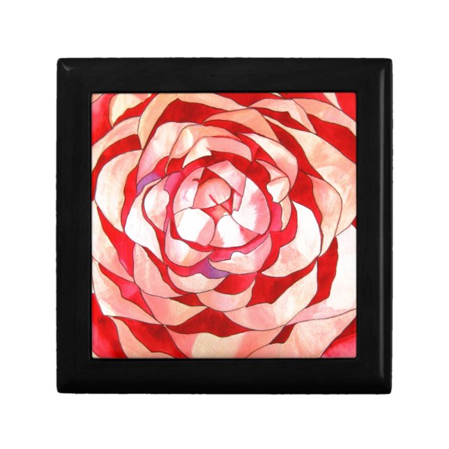 Pink Camellia abstract original art painting Jewelry Box (Front)