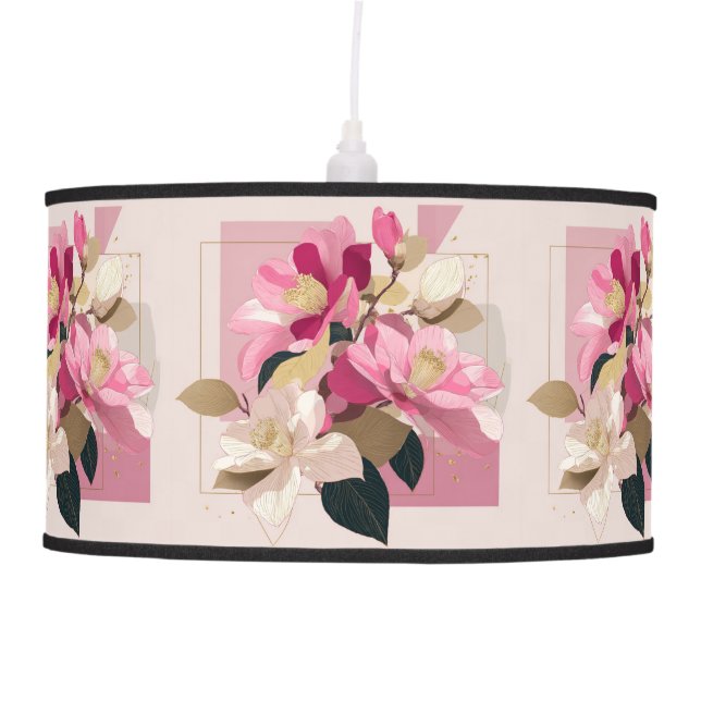 Pink Camellia Bloom Ceiling Lamp (Front)