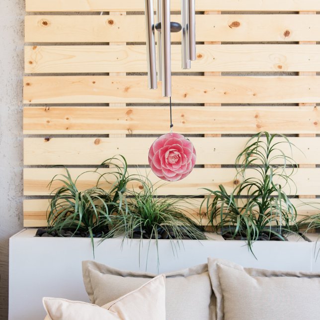 Pink Camellia Bloom Floral Wind Chime (In Situ Planters)