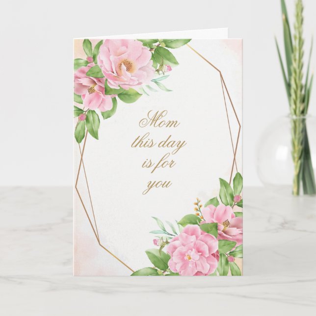Pink Camellia Corners Mother's Day Greeting Card (Front)