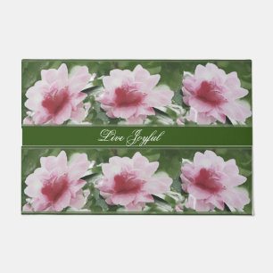 Pink Camellia Floral Floor Mat Rug