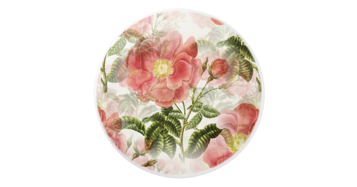 Pink Camellia Floral Pattern Ceramic Knob | Zazzle