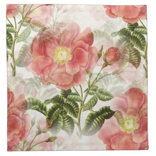 Pink Camellia Floral Pattern Cloth Napkin