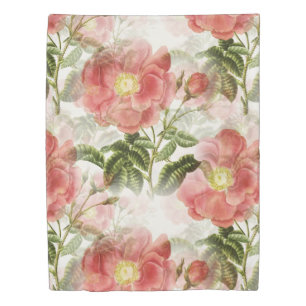 Pink Camellia Floral Pattern Duvet Cover