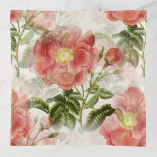 Pink Camellia Floral Pattern Trinket Tray