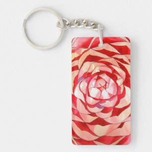 Pink Camellia macro flower Keychain