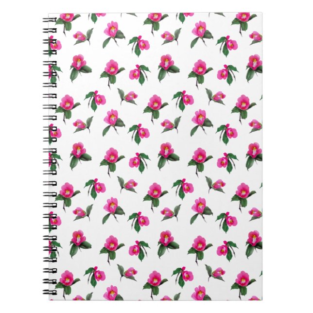 Pink camellia sumie ink and watercolor painting notebook (Front)