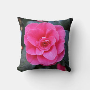 Pink Camellia Throw Pillow