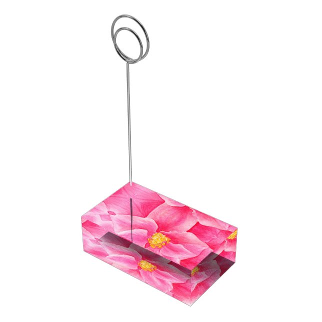 Pink camellia watercolor art table numbers stand (Corner)