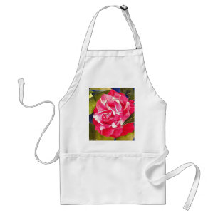 Pink Camellia watercolor flower art painting Adult Apron