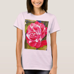 Pink Camellia watercolor flower art painting T-Shirt