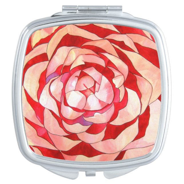 Pink Camellia watercolour art abstract Makeup Mirror (Front)