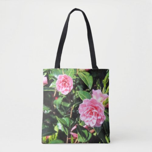 Pink Camellias Digital Painting All Over Tote Bag