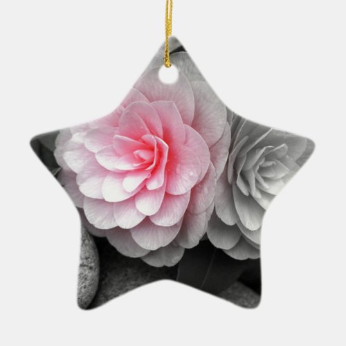 Pink Camellias Photograph Ceramic Ornament