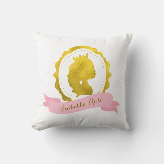 Pink Cameo Princess Throw Pillow (Front)