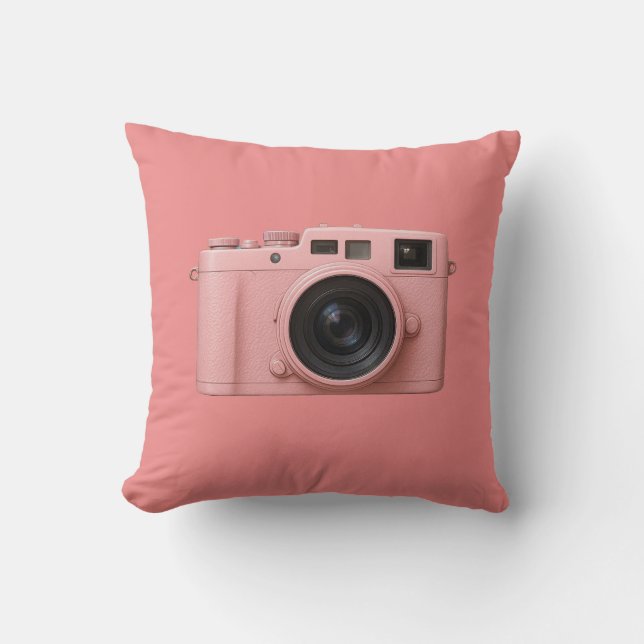 Pink camera pillow! throw pillow (Front)