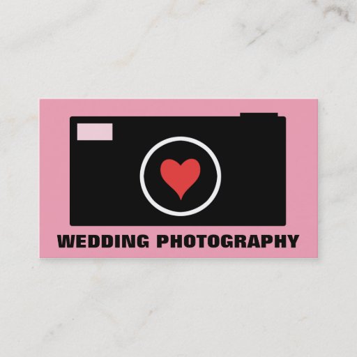 Customizable Pink Camera Wedding Photography Business Card