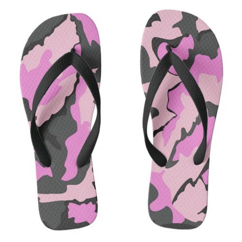 Pink Camo Adult Flip Flops Wide Straps