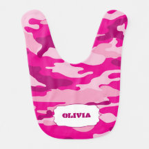Pink Camo Baby Bib with name / camouflage