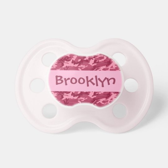 Pink CAMO Baby Girl Custom Name V32 Pacifier Zazzle