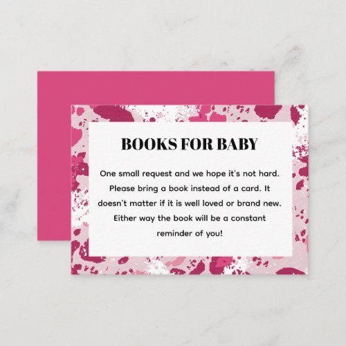 Pink Camo Baby Shower Books For Baby Enclosure Card