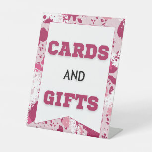 Pink Camo Baby Shower Cards & Gifts Pedestal Sign