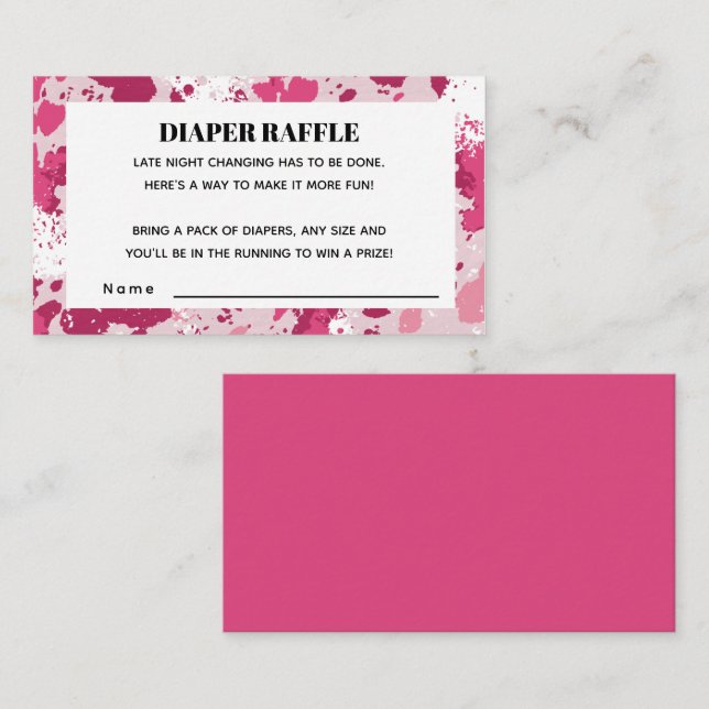 Pink Camo Baby Shower Diaper Raffle Enclosure Card (Front/Back)