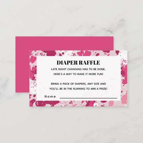 Pink Camo Baby Shower Diaper Raffle Enclosure Card