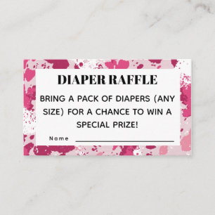 Pink Camo Baby Shower Diaper Raffle Enclosure Card