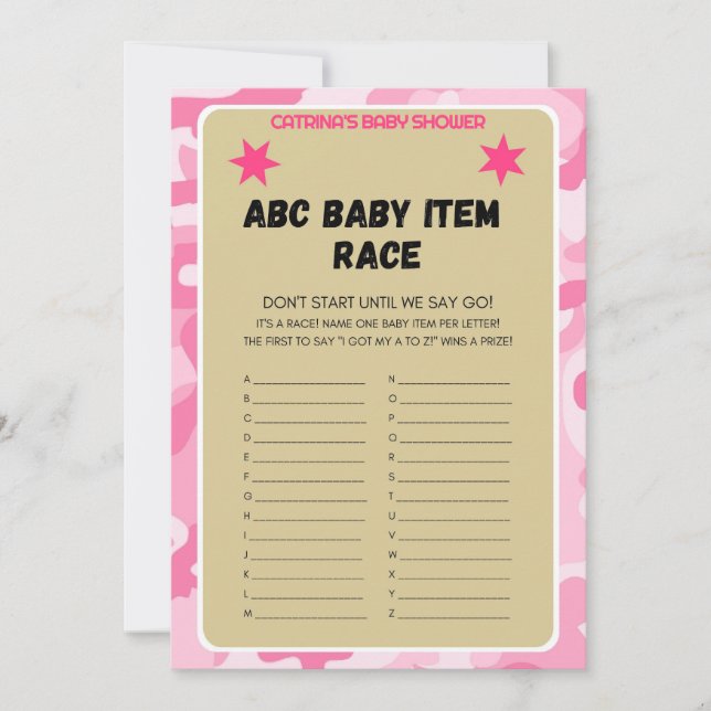 Pink Camo Baby Shower - Editable Name, 5x7 Invitat Invitation (Front)