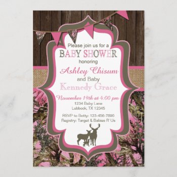 Pink Camo Baby Shower Invitation by AshleysPaperTrail at Zazzle
