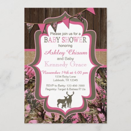 Pink Camo Baby Shower Invitation