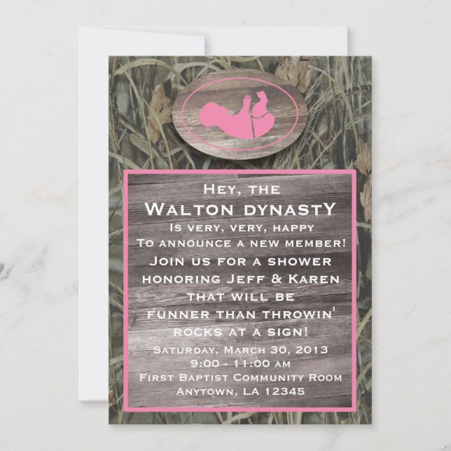 Pink Camo Baby Shower Invitation (Front)
